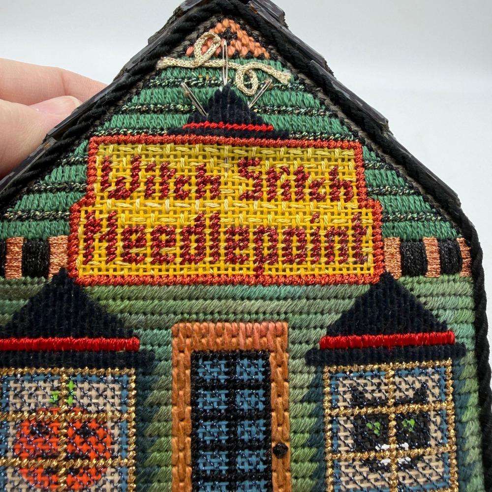 Melissa Shirley Halloween Witch Stitch Needlepoint Haunted House Shelf Sitter - Picture 7 of 11